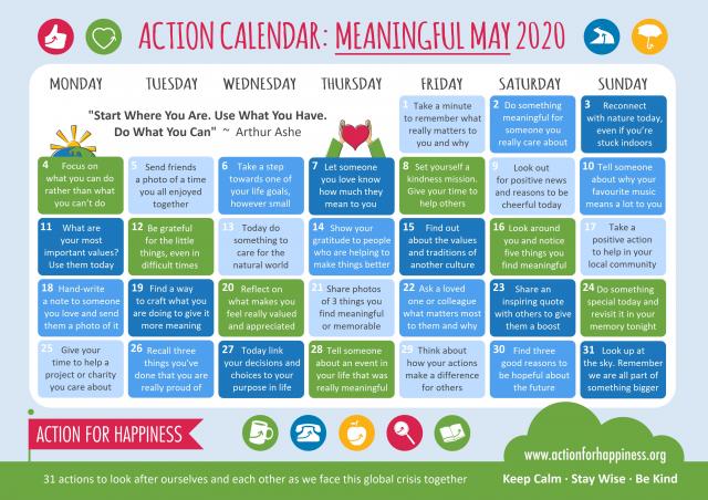 Action for Happiness Meaningful May Calendar Action for Happiness Meaningful May Calendar