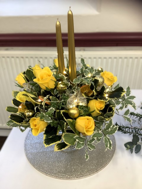 Flower arranging led by Lynne Christmas 2025 - demonstration 2 Flower arranging led by Lynne Christmas 2025 - demonstration 2